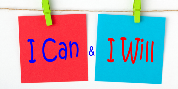 Midlife Consistency: Why Your Routines Stop Working (and What to Do Instead) - two sticky notes saying I can and I will